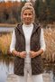 Italian Brown Hooded Zipper Vest with Hidden Pockets, Embroidered Sequins, and Quilted Woven Material 75 63 - 6