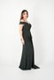 Metallic Fabric Shawl Detailed Evening Dress - Emerald Green - 3