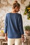 Italian Indigo Pool-Neck Batwing Sleeve Collared Casual Oversized Knit Blouse 68 67 - 6