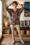 Italian Open-Neck V-Neck Long-Sleeve Leopard Print Angora Wool Blend Oversized Knit Blouse 71 70 - 5