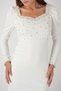 Crepe Fabric Pearl Detailed Pencil Evening Dress - WHITE - 3