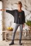 Italian Black Crew-Neck Batwing Sleeve Collared Casual Oversized Knit Blouse 68 67 - 4