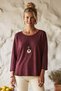 Italian Burgundy Pool-Neck Batwing Sleeve Collared Casual Oversized Knit Blouse 68 67 - 3