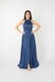 Chiffon Gown with Corset - NAVY BLUE