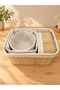 Set of 4 Bamboo Baskets: Lined Square, Round, and Rectangular Organizers - 2