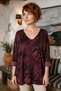 Italian Burgundy V-Neck Long-Sleeve Leopard Print Casual Angora Wool Blend Oversized Knit Blouse 71 70 - 4