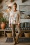Italian Open-Front, Pool-Neck, Long-Sleeve, Digitally Printed Casual Angora-Wool Blend Knit Blouse 65 55 - 4