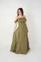 Chiffon Organza Fabric Evening Dress with Ruffle Detail - Khaki Green - 3