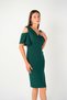 Crepe Fabric Drawstring Detail Pencil Dress - Zimrute Green - 3