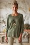 Italian Khaki Pool-Neck Batwing Sleeve Collared Casual Oversized Knit Blouse 68 67