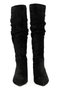 Genuine Suede Leather Black Women's Short-Heeled Boots - ZC573 - 3