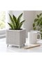 Ribbed Square Planter with Legs, 12.5 cm Opening, Modern Mid-Century Plant Pot for Indoor Plants - 3