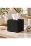 Ripple Cube Tissue Box Cover 14 cm, Modern Square Tissue Holder for Cube Boxes up to 13.4 cm, Black - 2