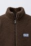 Children's Brown Plush Ski-Embroidered Zipper Jacket - 3