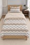 Beige and Gray Zigzag-Patterned Plush Wellsoft Children's Set—Single-Size Quilted Patterned Bed Sheet Set, 160x220 cm - 2