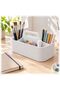 Desk Caddy with Handle and 2 Removable Compartment Inserts, Art Supplies, Minimalist Matte, White - 3