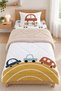 Rainbow Car 3-Piece Wellsoft Plush Children's Set with Single-Size Quilted Bed Sheet, 160x220 cm
