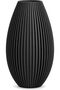 Ribbed Decorative 20 cm Vessel, Modern Egg Shaped Holder for Dried and Artificial Flowers, Black
