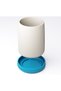 Diagonal Ribbed Toothbrush Holder Cup with Removable Drip Base and 2 Drainage Inserts, Marble - 8