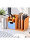 Desk Organiser with Drawer and Notebook Slots, Pen Compartments and Small Storage Drawer, Light Blue - 3