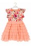 Girls' Floral Print Dress Set with Bolero, Tiara, and Ruffled Ruffles - 2