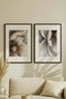 2 VINTAGE PAINTINGS WITH BLACK WOODEN FRAMES, FEATURING SOFT-TOUCH EARTH-TONED FLOWERS - 2