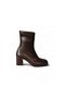 Women's Black and Brown Leather Boots with a Square Toe, 6 cm thick sole, and stretch heel - 2