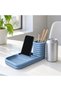 Phone Stand Desk Organizer with Pen Holder and Catch-All Tray, Earbuds, Keys and Phone, Dusty Blue - 2