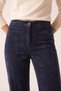 Velvet-Textured Pants with Elastic Waistband, Navy Blue - 3