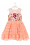 Girls' Floral Print Dress Set with Bolero, Tiara, and Ruffled Ruffles - 3