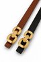Women's Gold Buckled Slim Belt – Modern Double-Ring Design