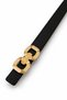 Women's Gold Buckled Slim Belt – Modern Double-Ring Design - 3