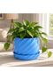 Spiral Plant Pot with Drip Tray, Twisted Spiral Planter with Drainage Holes for Succulents, Black - 5