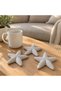 Minimalist Starfish Decorations Set of 3, 10 cm Ribbed Coastal Table Ornaments, Summer Gift (Marble) - 4