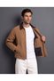 Men's velvet shirt collar zipper detailed jacket with inner lining and inner pockets - 3
