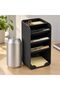 Tiered Pen Holder with Sticky Note Slot, Upright 3-Shelf Desk Organiser for Pens, Pencils, Black - 2