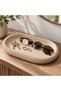 Ribbed Oval Decorative Tray 19.7 x 12.3 cm, Minimalist Catch All Tray for Keys, Beige - 2