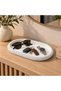 Ribbed Oval Decorative Tray 19.7 x 12.3 cm, Minimalist Catch All Tray for Keys, White - 2