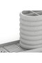 Ribbed Toothbrush Cup with Long Oval Drip Tray and 4-Way Divider, 20.2 x 9.2 cm, Marble - 2