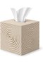 Ripple Cube Tissue Box Cover 14 cm, Modern Square Tissue Holder for Cube Boxes up to 13.4 cm, Beige
