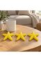 Minimalist Starfish Decorations Set of 3, 10 cm Ribbed Coastal Table Ornaments, Summer Gift, Yellow - 4