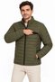 Men's stand collar water repellent puffer quilted three-pocket jacket - khaki - 2