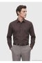 Brown Plain Casual Fit Long Woven Casual Silk Blend Shirt