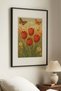1 VINTAGE PAINTING WITH A NOSTALGIC COUNTRY GARDEN THEME IN A BLACK WOODEN FRAME