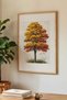 1 VINTAGE PAINTING WITH A GOLDEN FALL THEME IN A NATURAL WOOD FRAME - 3