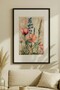 1 VINTAGE PAINTING WITH A PASTEL FLORAL THEME IN A BLACK WOODEN FRAME - 2