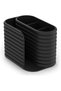 Ribbed Pen Holder with Notebook Slot, Modern Office and Study Desk Tidy, 15.7 cm, Black