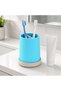 Diagonal Ribbed Toothbrush Holder Cup with Removable Drip Base and 2 Drainage Inserts, Marble - 5