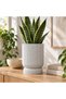 Large Ribbed Planter with Twist-Lock Drip Tray, 13.2 cm Opening, Marble - 2