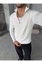 Men's White Fisherman's Sweater with Half-Zip, Size M - 3